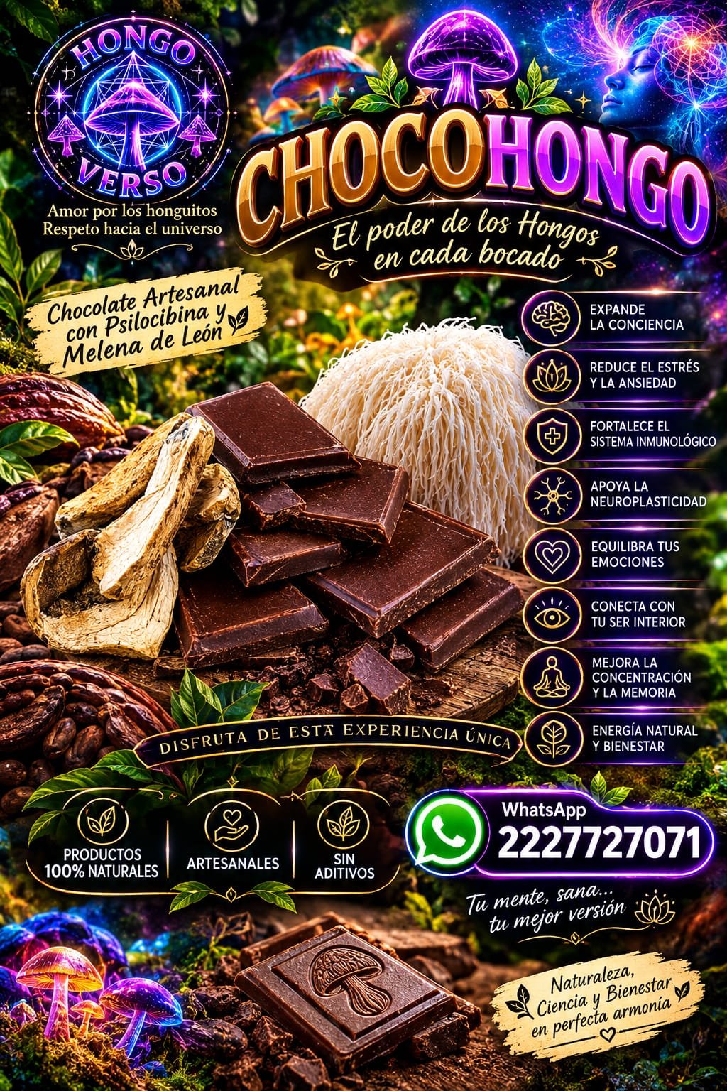 4 Deliciosas barras de Choco🍄🍄s 70gr con3gr de PSI c/u (copia) (copia)